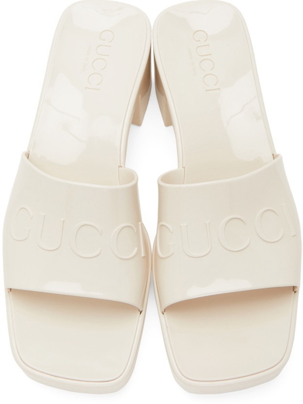 New Gucci rubber sandals Off-White Rubber Slide Heeled Sandals - Picture 2 of 12